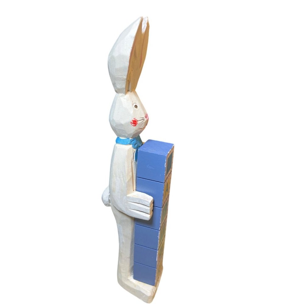 Easter Bunny Rabbit Holding Sign Letter Blocks - Picture 5 of 9
